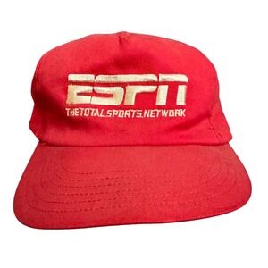 Vtg ESPN The Total Sports Network Red Snapback Hat One Size Fits All Made in USA